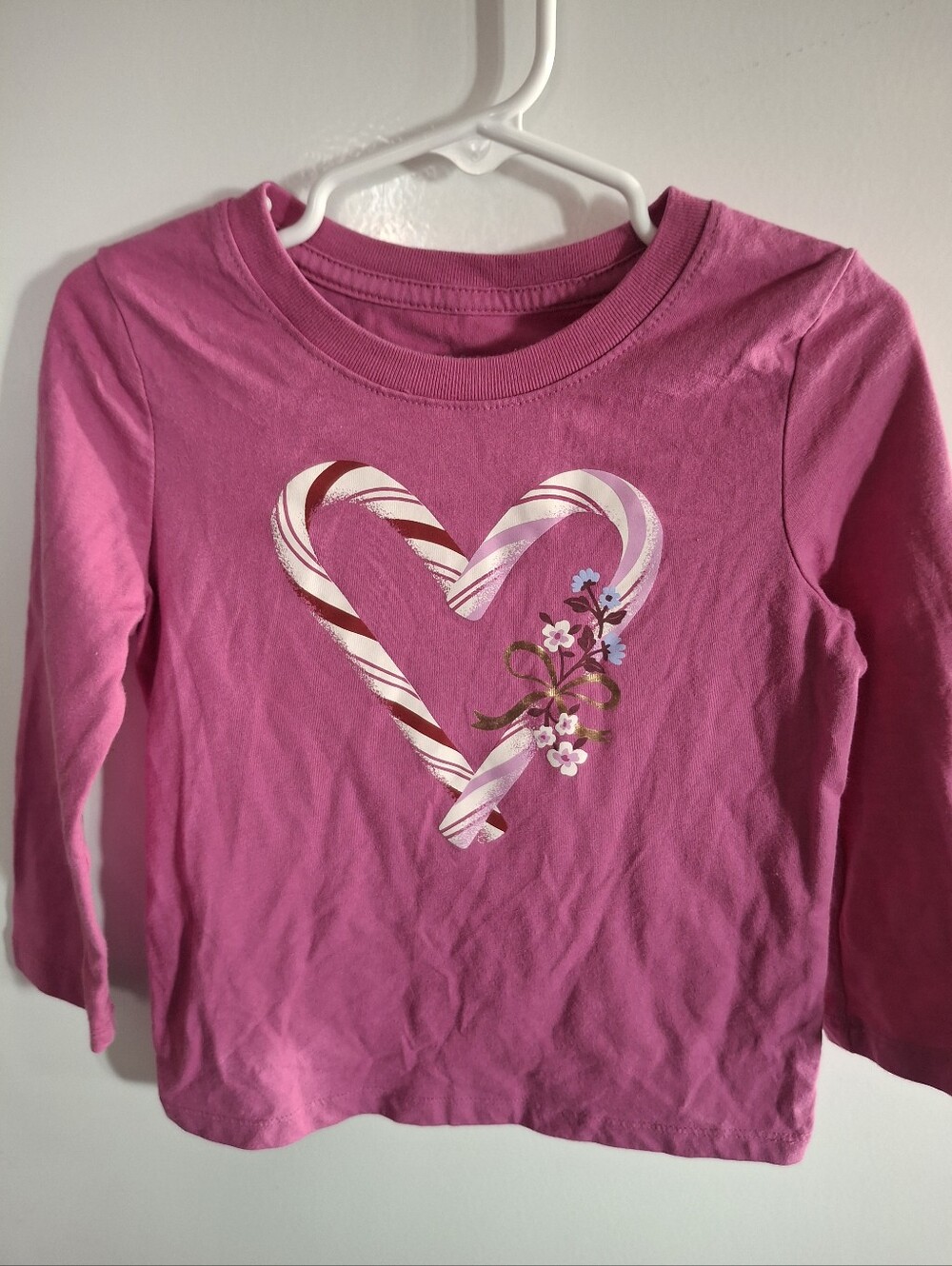 Cat & Jack Pink Long-Sleeve Heart Candy Graphic Tee